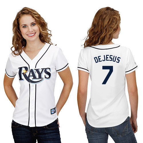 David DeJesus #7 mlb Jersey-Tampa Bay Rays Women's Authentic Home White Cool Base Baseball Jersey